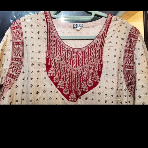 VTG Mens Kurta & Harem Pants Red Beige Traditional Set Size 46 - Picture 4 of 10